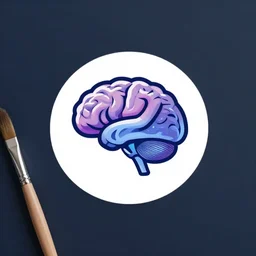 logo for an a. i. text 2 image service, digital brain, a paint brush