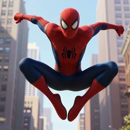 character portrait of miles morales spiderman from into the spiderverse swinging through brooklyn new york