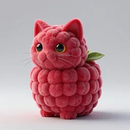 A cat in shape of raspberry fruit, hasselblad photo, studio light, 4k resolution, digital art, character design, unreal engine