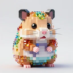 hamster made out of rainbow gems, large, blocky, 8 k hd