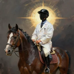 headless doctor on a horse, popular on artstation, digital paint
