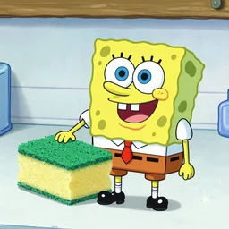 SpongeBob after years of use as a regular Kitchen Sponge.