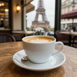 photo cup of coffee in Paris cafe