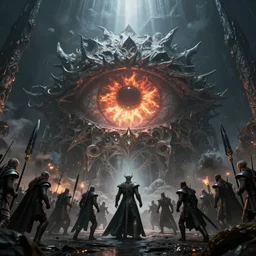 sauron!!! eye!!!! watching the the great battle of the middle earth, cinematic light, unreal engine, extreme wide angle