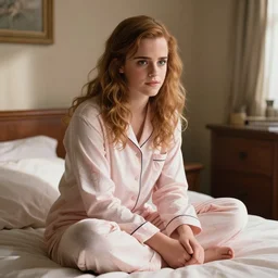 emma watson as hermione!!, sitting in bedroom, wearing pajama, anatomy, sunlight, highly detailed, digital painting, artstation, concept art, smooth, sharp focus, illustration, unreal engine 5, 8 k, art by art by artgerm and greg rutkowski