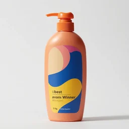 best avant package design winner shampoo category, bold colors and fluent curves artistic and modern package design, brand director´s top choice, product photography, studio lighting, high detail, smooth sharp focus