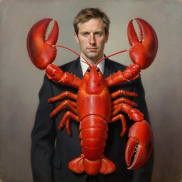 portrait of jordan peterson, wearing a lobster suit, oil painting elegant, highly detailed, centered, digital painting, artstation, concept art, smooth, sharp focus, illustration, artgerm, tomasz alen kopera, peter mohrbacher, donato giancola, joseph christian leyendecker drew struzan