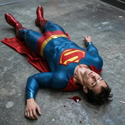 Superman dead on the floor, 8k, no blood
