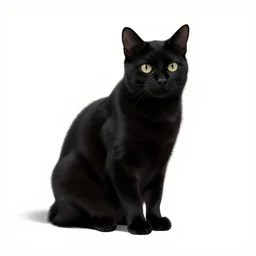 digital illustration of a seated black cat, white background, photorealistic, octane, Unreal Engine, finalRender, concept art, digital illustration, artstation, artstation hq, hd, 4k resolution