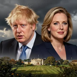 Caricature portraits boris johnson and liz truss ,-n8