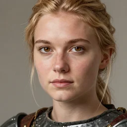 blonde german actress with high cheekbones., brown eyes, wearing medieval armour, art by herb ritts, highly detailed, fine art, high detail, great lighting, 8 k resolution, masterpiece, clear eyes, soft lighting, hdr, 4 k, 8 k, hd
