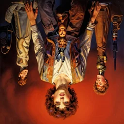 upside down stranger things, beautiful matte painting, Moebius, frank frazetta, sid mead, thomas kinkade, rodney mathews, trending on artstation
