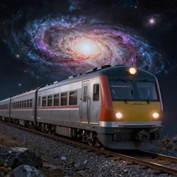 train to heaven, digital art, galaxies, artstation, high quality