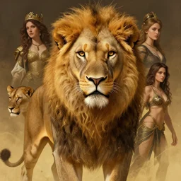 highly detailed portrait of a majestic lioness queen in the form of a beautiful woman. d & d. art by eugene delacroix, donato giancola, anna dittmann, arthur adams. trending on artstation, intricate details, energetic composition, golden ratio, concept art, illustration, elegant art, global illuminaition