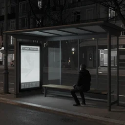 dark city bus stop, by Tomer Hanuka,very detailed,ArtStation