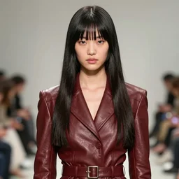 ektachrome, youthful asian demure, exquisite features, feminine cut, frontiers in flight leather suit, sebastian faena, santa pod