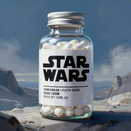 concept art of a rolex - star wars white iridescent liquid dietary supplement in a transparent bottle with big black sticker on it by aenaluck, artgerm and roberto ferri and greg rutkowski, blue and white tones, digital painting, artstation, concept art, smooth, sharp foccus ilustration hq