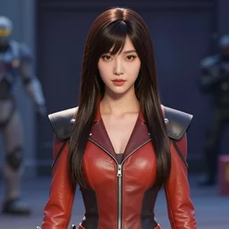 ektachrome, youthful asian demure, exquisite features, feminine cut, frontiers in flight leather fortnite suit, sebastian faena