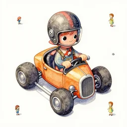 cute and funny, squid wearing a helmet riding in a tiny hot rod with oversized engine, ratfink style by ed roth, centered award winning watercolor pen illustration, isometric illustration by chihiro iwasaki, edited by range murata, tiny details by artgerm and watercolor girl, symmetrically isometrically centered