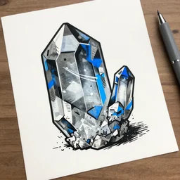 trending on artstation, detail oriented artistry, intricate detailing by beeple. quartz - grey and cerulean tinycore risograph print