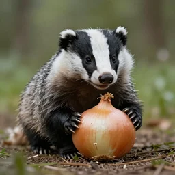 a badger and onion hybrid, realistic, 4k,
