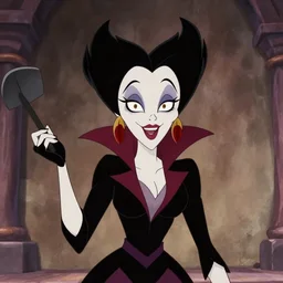 cruella de vil in the animation style of mtv aeon flux