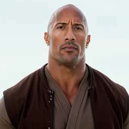 Film still close-up shot of Dwayne Johnson as Obi-Wan Kenobi from the movie Return of the Jedi. Photographic, photography