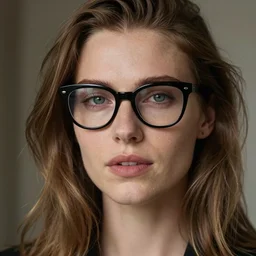 dslr photo of daria morgendorffer wearing black horned rimmed glasses, portrait photo, real photo, real camera, extreme detailed face and body, high quality, sharp quality, enchanting lighting, 8 k