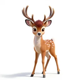 fierce fawn, stylized pixar-style 3d render, full body, isolated on a pure white background, centered, entire subject in frame, sharp focus, soft studio lighting