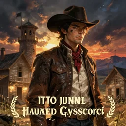 haunted ghost town cowboy western in the style of ito junji
