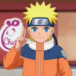 chick fil a in the style of naruto