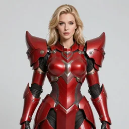 studio portrait of lawful good red colorful female holy mecha paladin absurdly beautiful, elegant, mature blonde gravure idol, ultrafine hyperrealistic detailed face illustration by kim jung gi, highly detailed symmetrical faces, intricate linework, sharp focus, bright colors, matte, octopath traveler, unreal engine 5 highly rendered, global illumination, radiant light, intricate environment