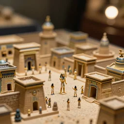 a diorama of ancient egypt town, bokeh, resin 8 0 mm miniature figure photo, 4 k