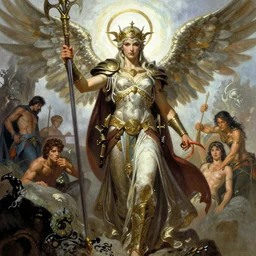 Olympus by Frank Frazetta, Greg Rutkowski, Boris Vallejo, epic fantasy character art, goddess of war, Exquisite detail, post-processing, masterpiece, cinematic