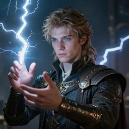 a high fantasy young sorcerer casting a spell, by jules bastien - lepage, face close up, official media, beautiful, rpg portrait, concept art, fantasy world, sharp, smooth, detailed, high quality, wallpaper 4 k, epic, trending on artstation and behance, dynamic lightning