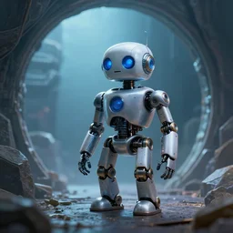 an ancient robot of the elder gods a small artificial intelligence robot near a portal to another dimension, surreal, highly detailed, artstation, smooth, sharp focus, by greg rutkowski, 8 k