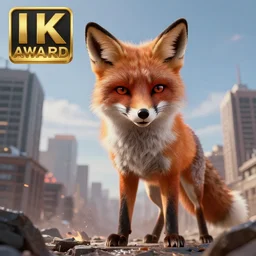 giant star fox destroying city, highly detailed, extremely high quality, hd, 4 k, 8 k, professional photographer, 4 0 mp, lifelike, top - rated, award winning, cinematic, realistic, detailed lighting, detailed shadows, sharp, no blur, edited, corrected, trending