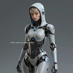 “Concept art, hacker cyborg girl, highly detailed”