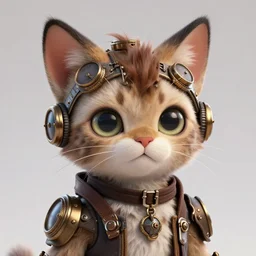 a beautiful half body portrait of a cute young anthropomorphic steampunk cat fursona. big eyes. character design by cory loftis, fenghua zhong, ryohei hase, ismail inceoglu and ruan jia. volumetric light, detailed, rendered in octane