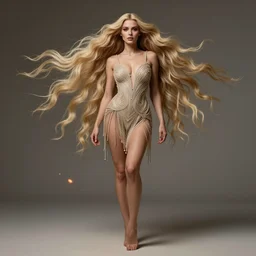 a gorgeous female with long blonde hair in the style of stefan kostic, realistic, full body shot, wide angle, sharp focus, 8 k high definition, insanely detailed, intricate, elegant, art by stanley lau and artgerm, floating embers