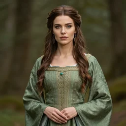 photo of a gorgeous druid woman wearing a traditional celtic dress in the style of stefan kostic, realistic, sharp focus, 8 k high definition, insanely detailed, intricate, elegant, art by stanley lau and artgerm