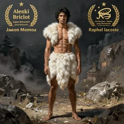 jason momoa, white fur loincloth, symmetrical, front view, full body shot, digital painting, artstation, concept art, sharp focus, illustration, orientalism, art by aleksi briclot and greg rutkowski and raphael lacoste