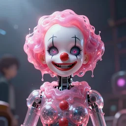 cyberpunk robot clown girl made of pink slime, cartoon, transparent, behance hd artstation by jesper ejsing by rhads, makoto shinkai and lois van baarle, ilya kuvshinov, ossdraws