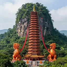 a very tall epic pagoda of the fire elementals built under epic massive lush forest covered volcano, its walls have never fallen and its red flags ever beautiful, built of large heavy white stones, dnd card art, fantasy comics, pencil drawing, hyper detailed, extremely complex, hyper realistic, intricate classic art, old painting, great works of the masters, rembrandt and leonardo da vinci by greg rutkowski, sung choi,