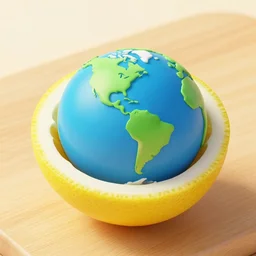 earth being sliced in half like a lemon on a cutting board