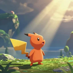 Pikmin in the style of Pokémon anime