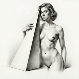 geometric shape blocking of woman figure, detailed, charcoal on paper, high contrast