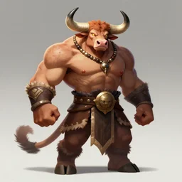 anthropomorphic muscled bull warrior, Artstation