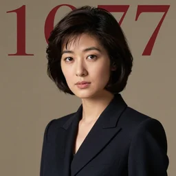 a japanese woman wearing a suit, 1 9 7 7, album cover