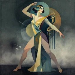 ( ( dither ) ), illustrated portrait a woman like reol, modern art deco, dynamic pose, colorful, moody, concept art, detailed, dynamic composition, wide angle, matte print, volumetric, fog, dramatic lighting, halftone texture, risograph
